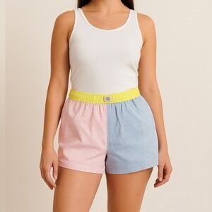 SHEIN Curve Plus Size 2XL Striped Colorblock Shorts Multicolor Casual Summer